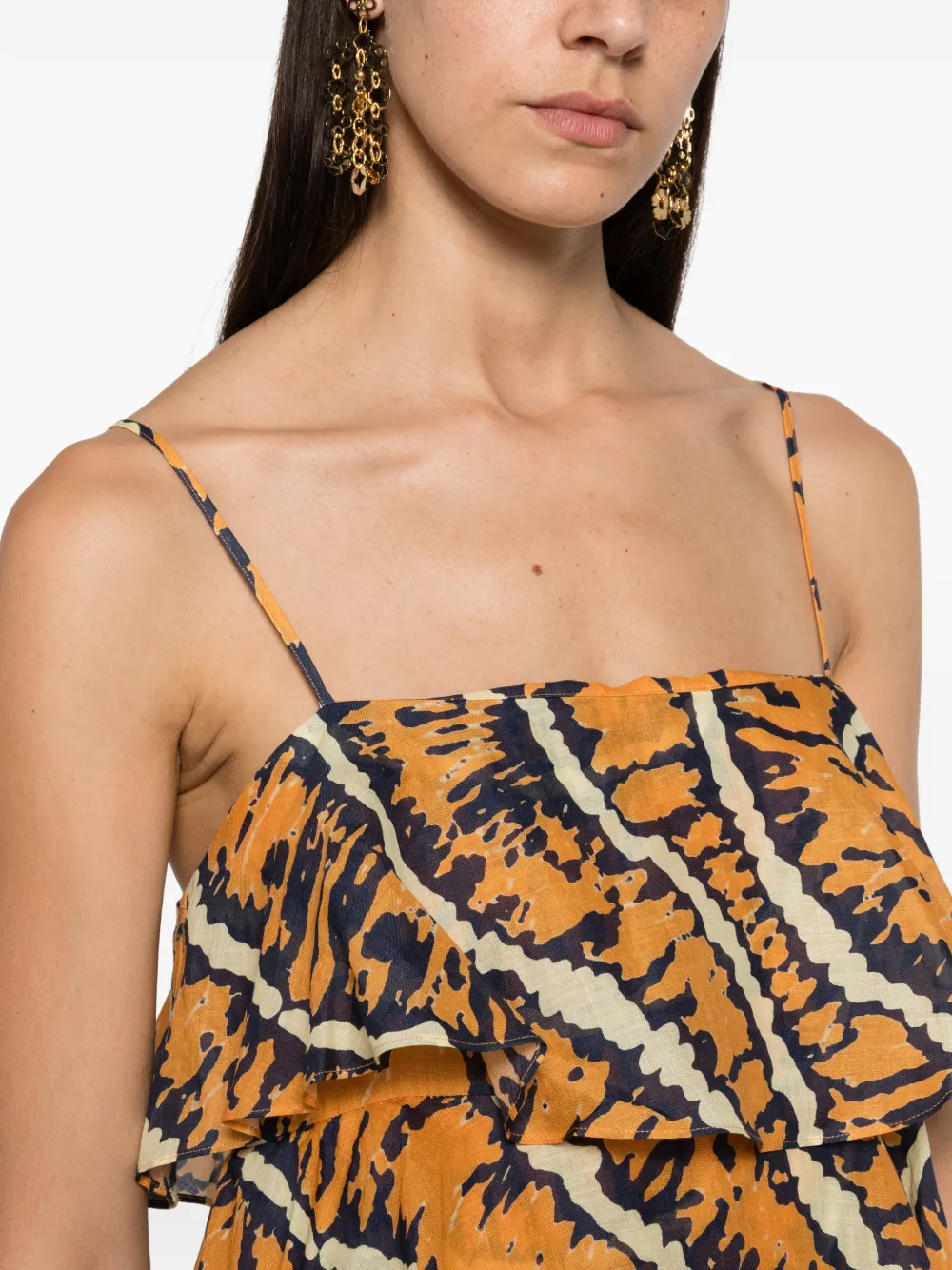 ALEMAIS Ripple gelaagde maxi-jurk met ruches Oranje