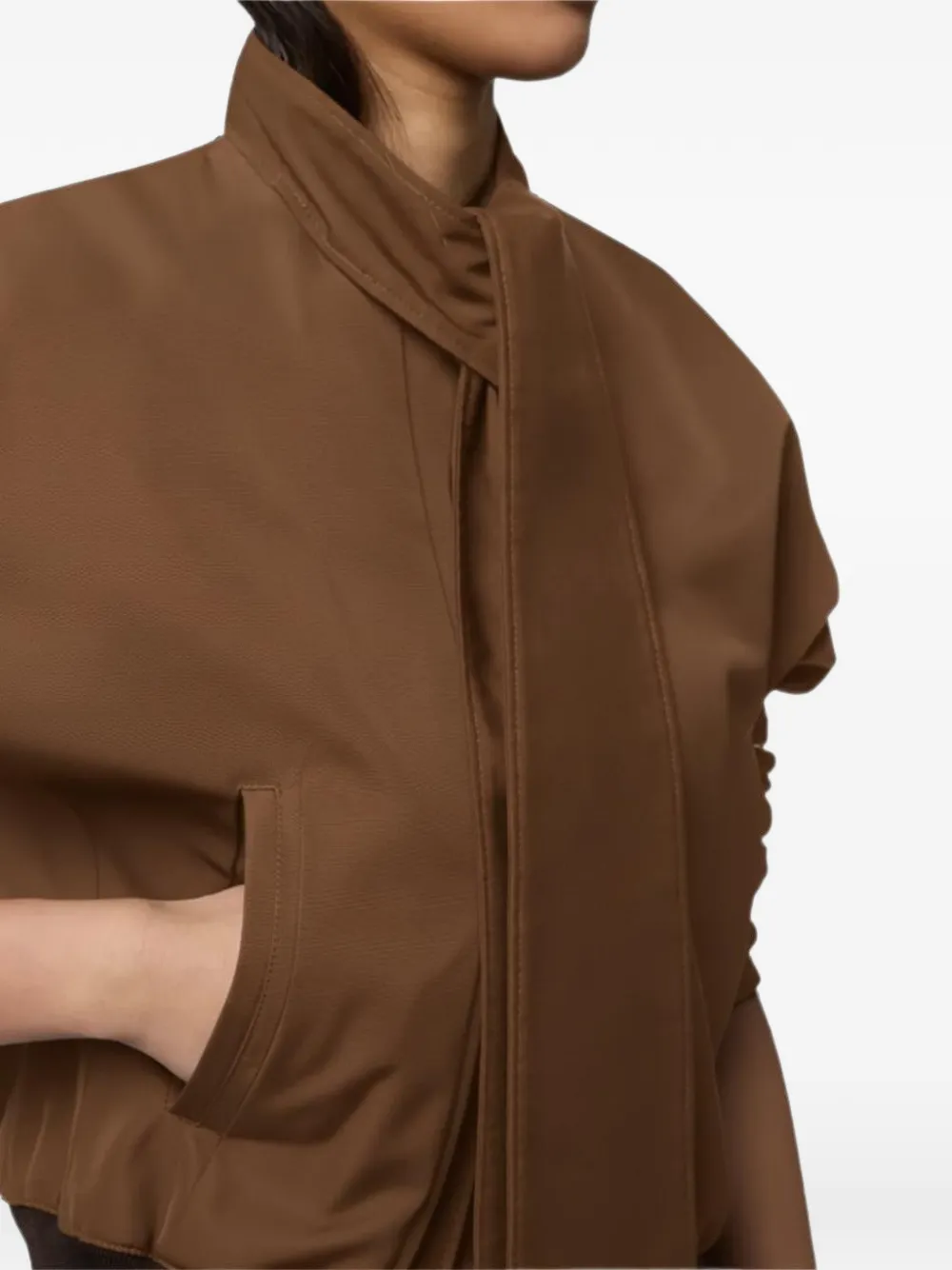 Nina Ricci Ottoman getailleerd jack met sjaaldetail Bruin
