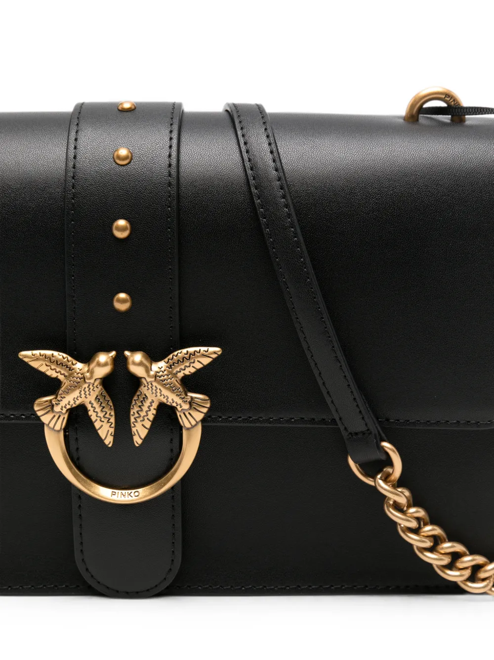 PINKO Kleine Love One Classic leren schoudertas Zwart