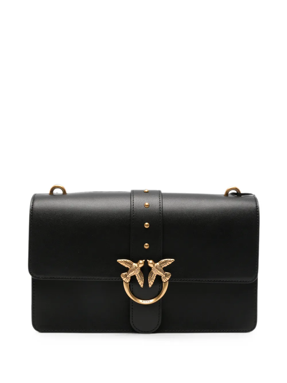 PINKO small Love One Classic leather shoulder bag - Nero