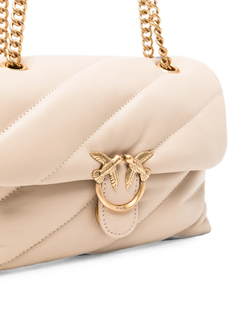 PINKO Love Puff gewatteerde leren shopper Beige