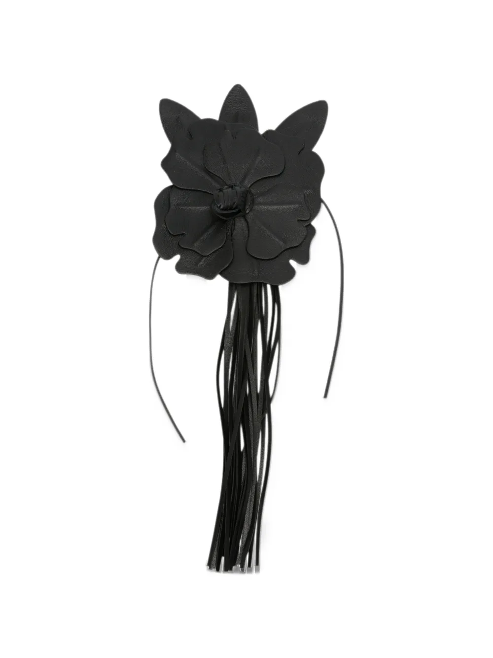 PINKO floral-appliqué fringed keyring Zwart