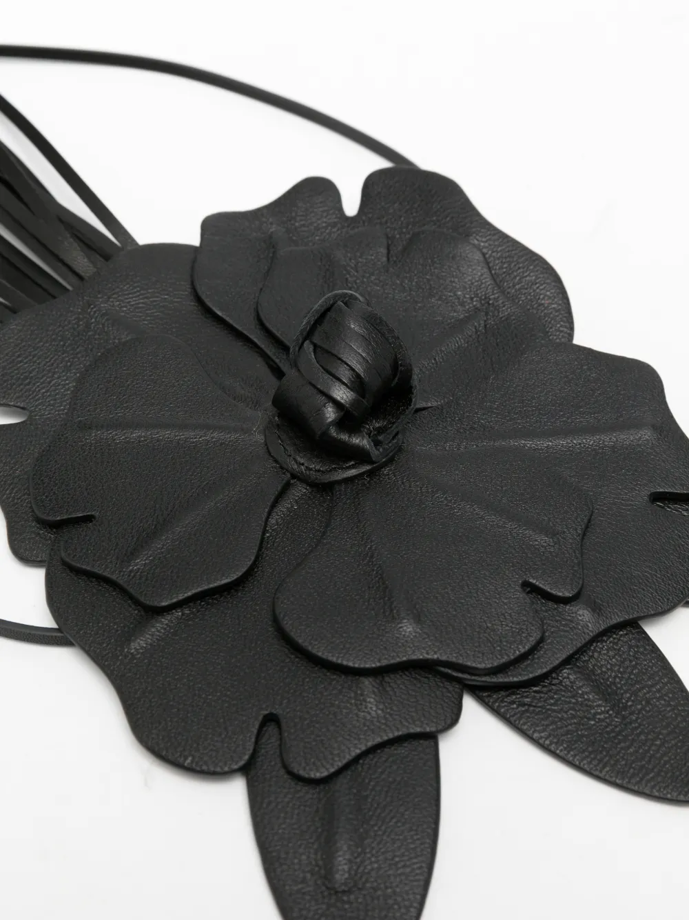 PINKO floral-appliqué fringed keyring Zwart