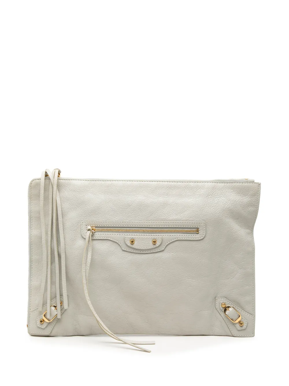 Balenciaga Pre-Owned 2018-2026 Motocross Classic Metallic Edge Clutch aus Ziegenleder - Grau