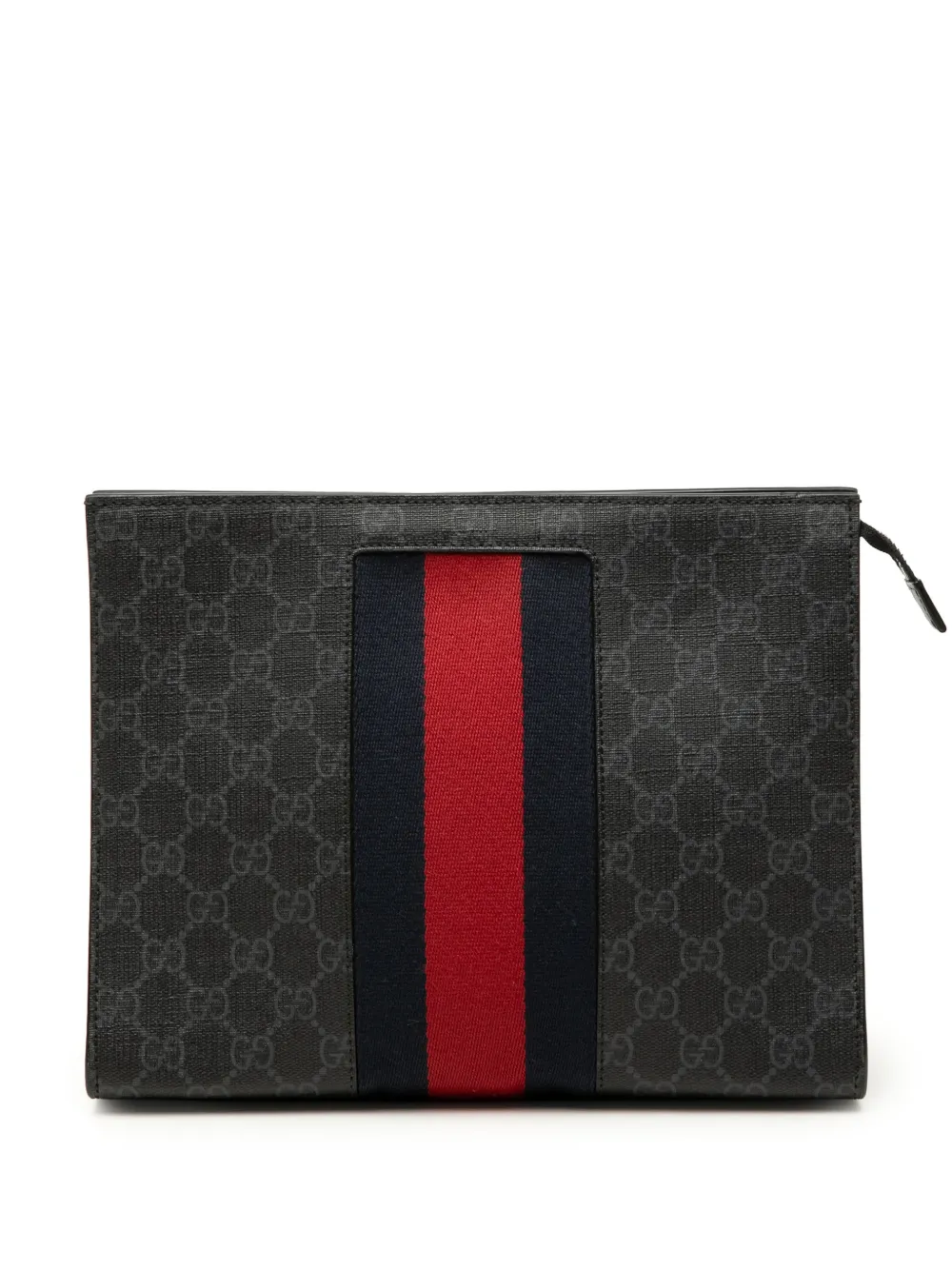 Gucci Pre-Owned Clutch in tessuto in tessuto GG Supreme con decorazione Web 2000-2015 - Nero