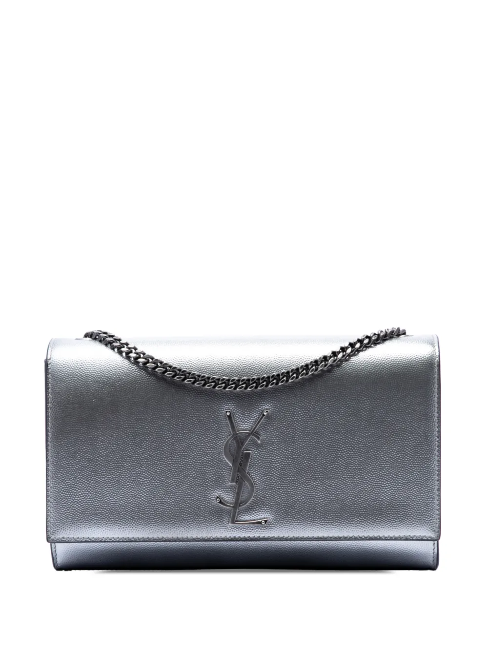 Saint Laurent Pre-Owned 2018 Medium Metallic Grain De Poudre Monogram Kate crossbody bag - Argento