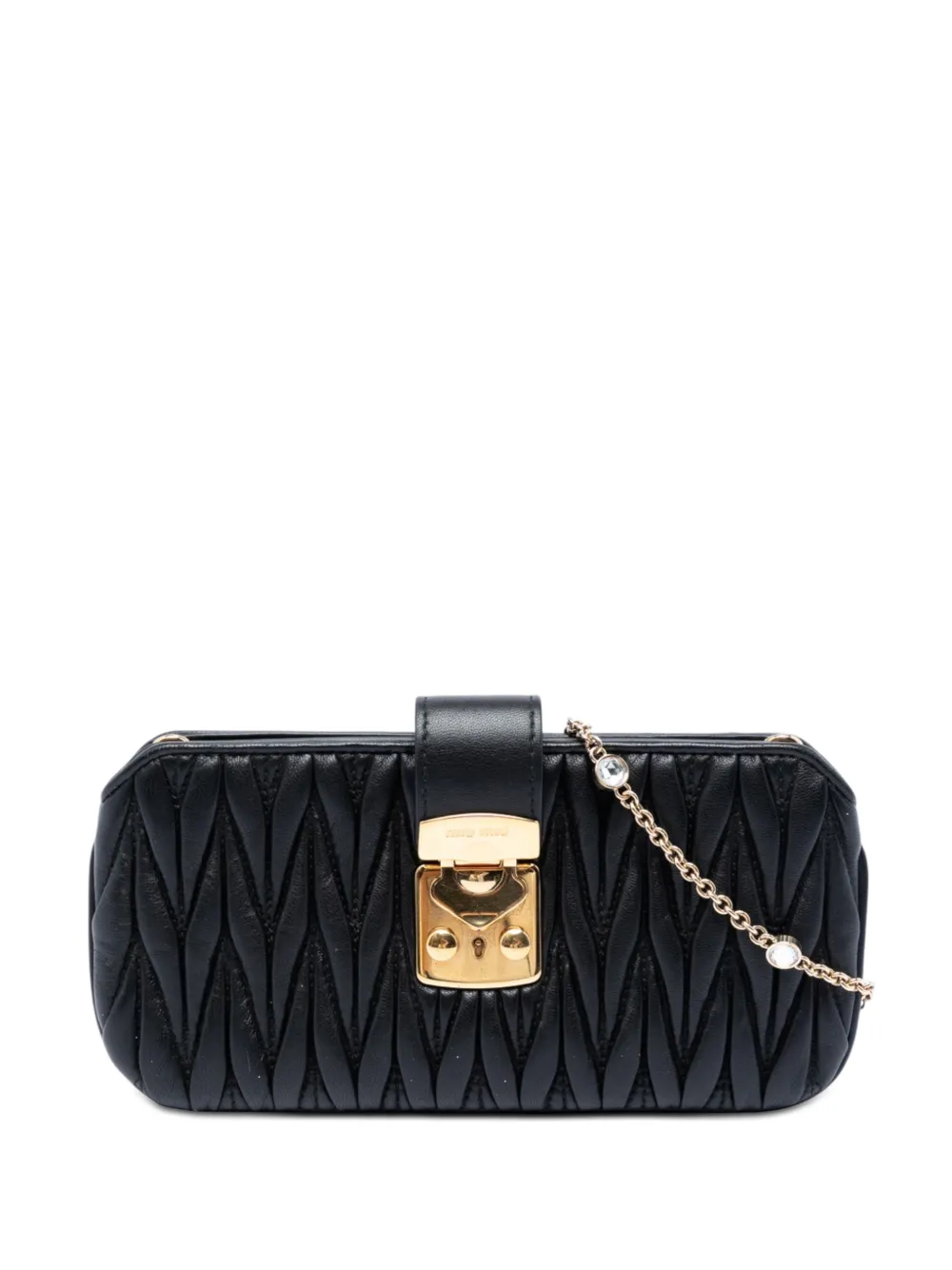 Miu Miu Pre-Owned 2010-2026 Matelasse Nappa Crystal Clutch on Chain shoulder bag - Nero