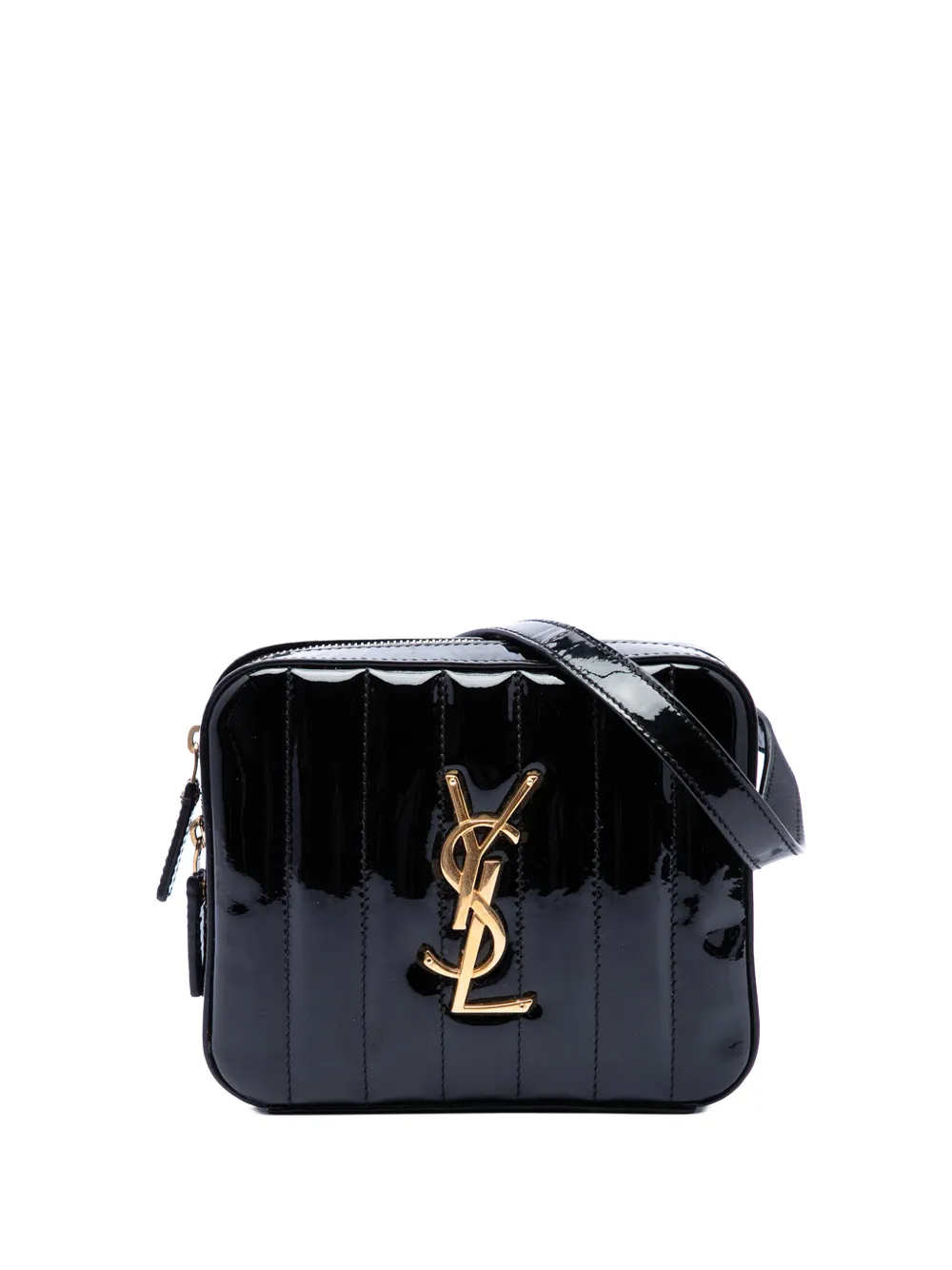 Saint Laurent Pre-Owned 2018 Matelasse Patent Monogram Vicky belt bag - Nero