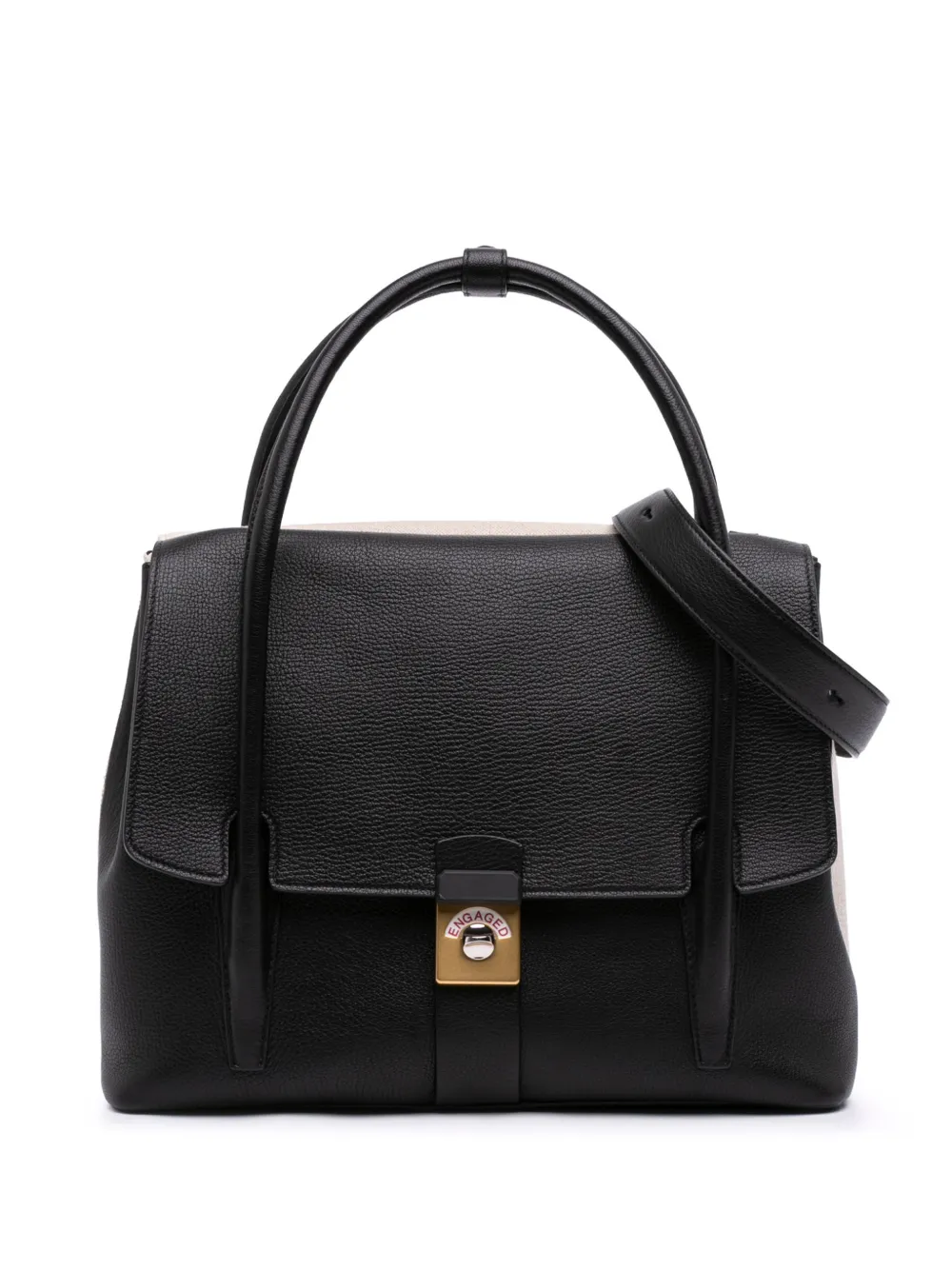 Maison Martin Margiela Pre-Owned 2010-2026 Bicolor Goatskin and Canvas New Lock Horizontal satchel - Nero