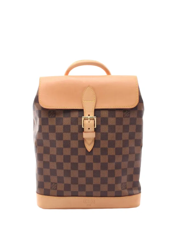 louis vuitton backpack brown checkered // 2000 Damier Ebene Soho  VSP Consignment Interior Lining Discolored LV Mini Palm Springs Damier