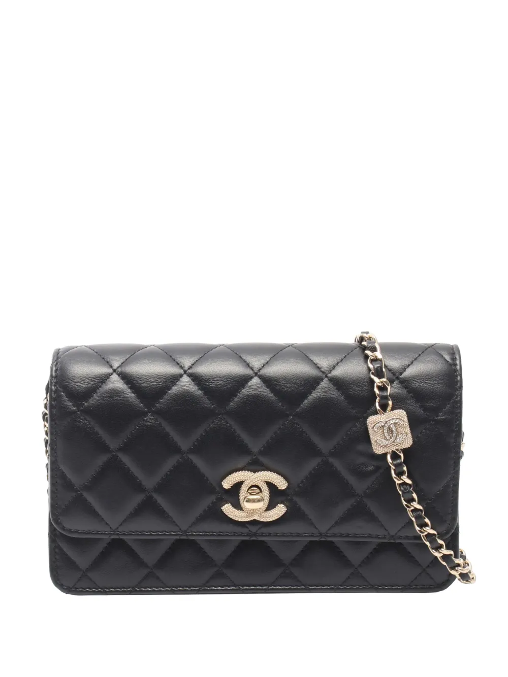CHANEL Pre-Owned 2021-2026 CC Quilted Lambskin Wallet on Chain crossbody bag - Black
