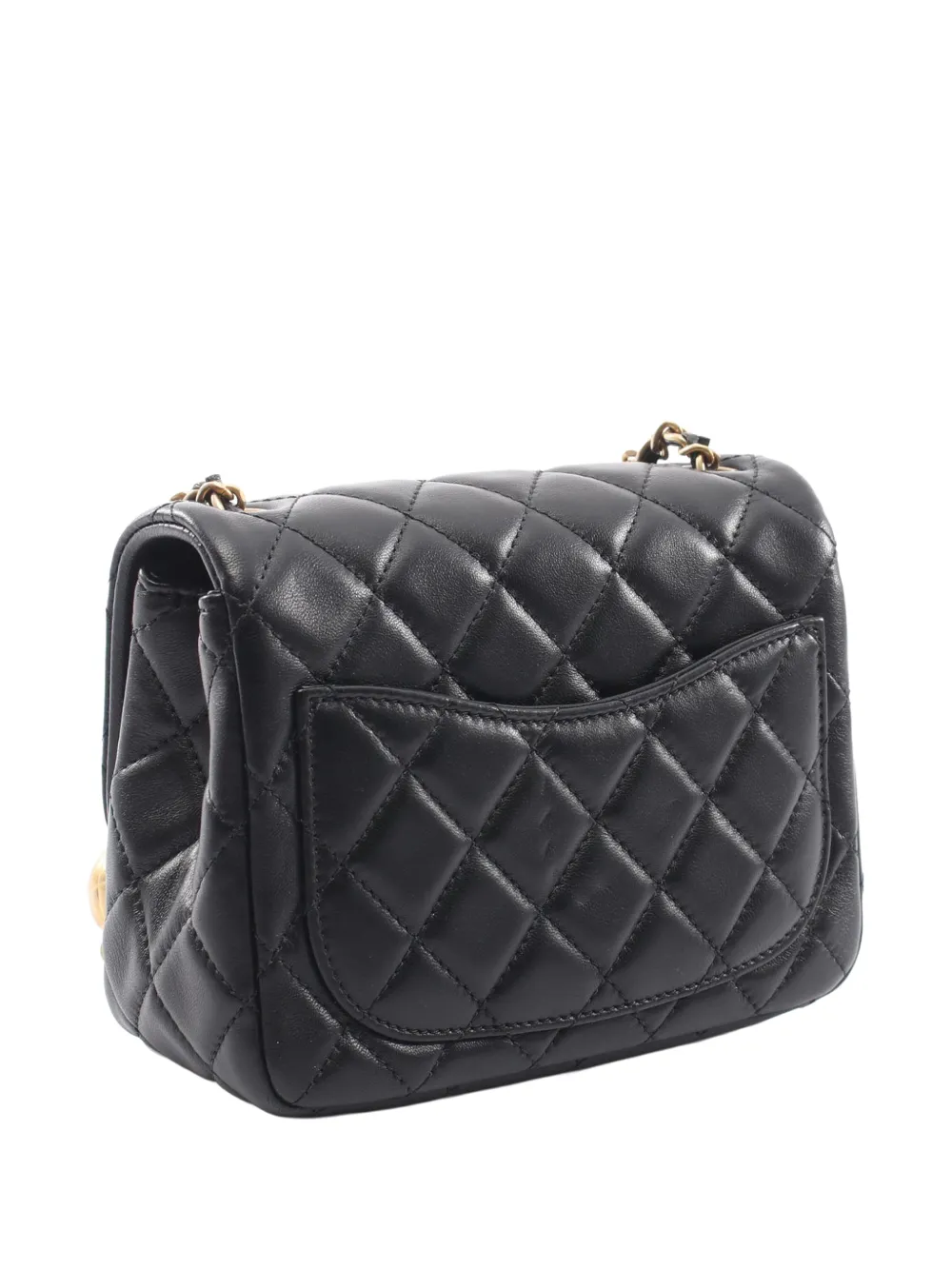CHANEL Pre-Owned 2020 ミニ スクエア クラシック ラムスキン パール