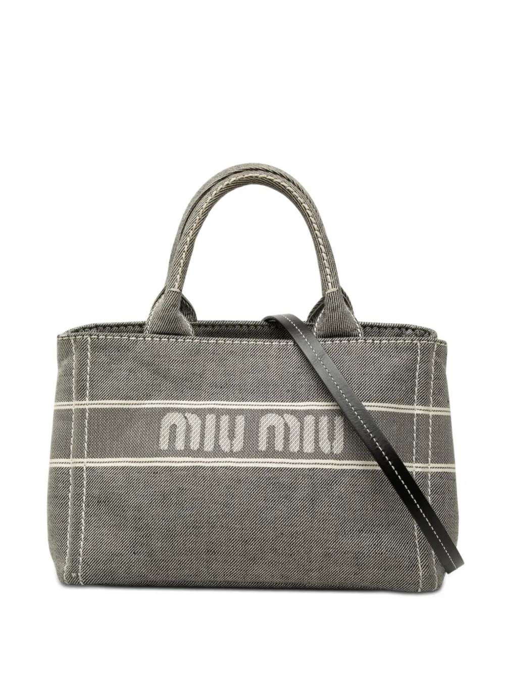 Miu Miu Pre-Owned petit sac à main en jean à logo Canapa (2020-2026) - Gris Miu Miu Pre-Owned petit sac à main en jean à logo Canapa (2020-2026) - Gris