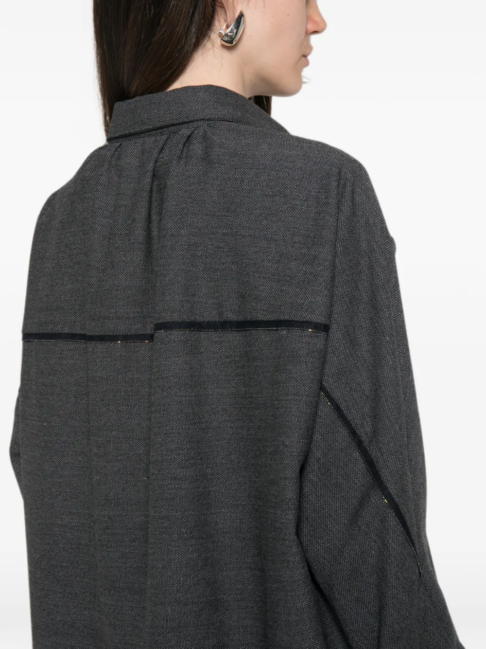 Fabiana Filippi Blouse met kralen en lange mouwen Grijs
