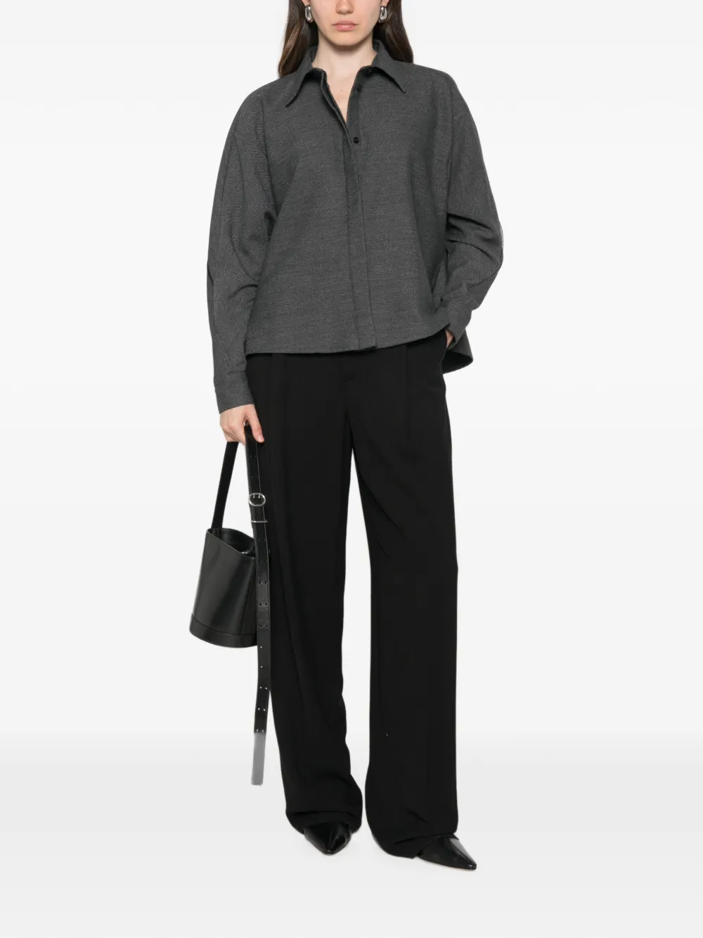 Fabiana Filippi Blouse met kralen en lange mouwen Grijs