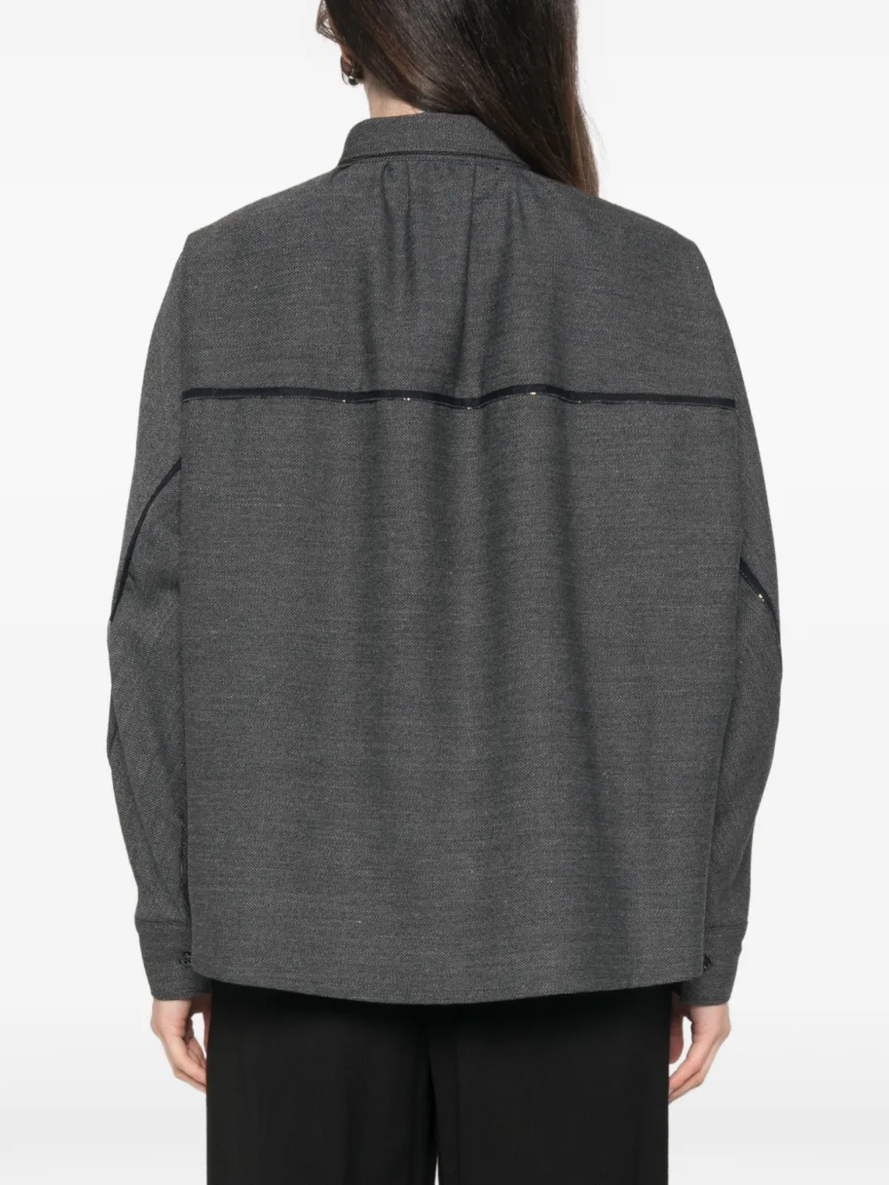 Fabiana Filippi Blouse met kralen en lange mouwen Grijs