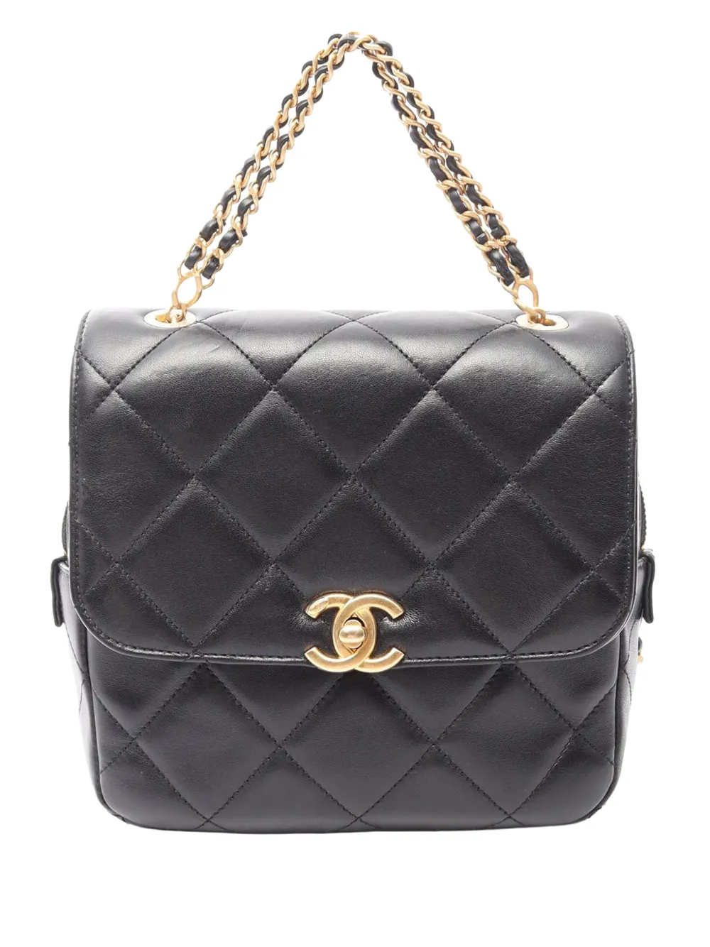 CHANEL Pre-Owned Zaino Melody CC in pelle di agnello trapuntata con catena 2021-2026 - Nero