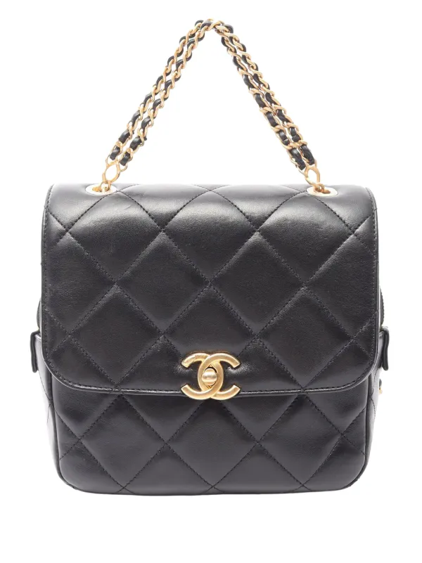 Chanel Quilted Lambskin Chain Daypack Rucksack Chanel 22 Chain Backpack Quilted Calfskin Medium | eBay main image 3