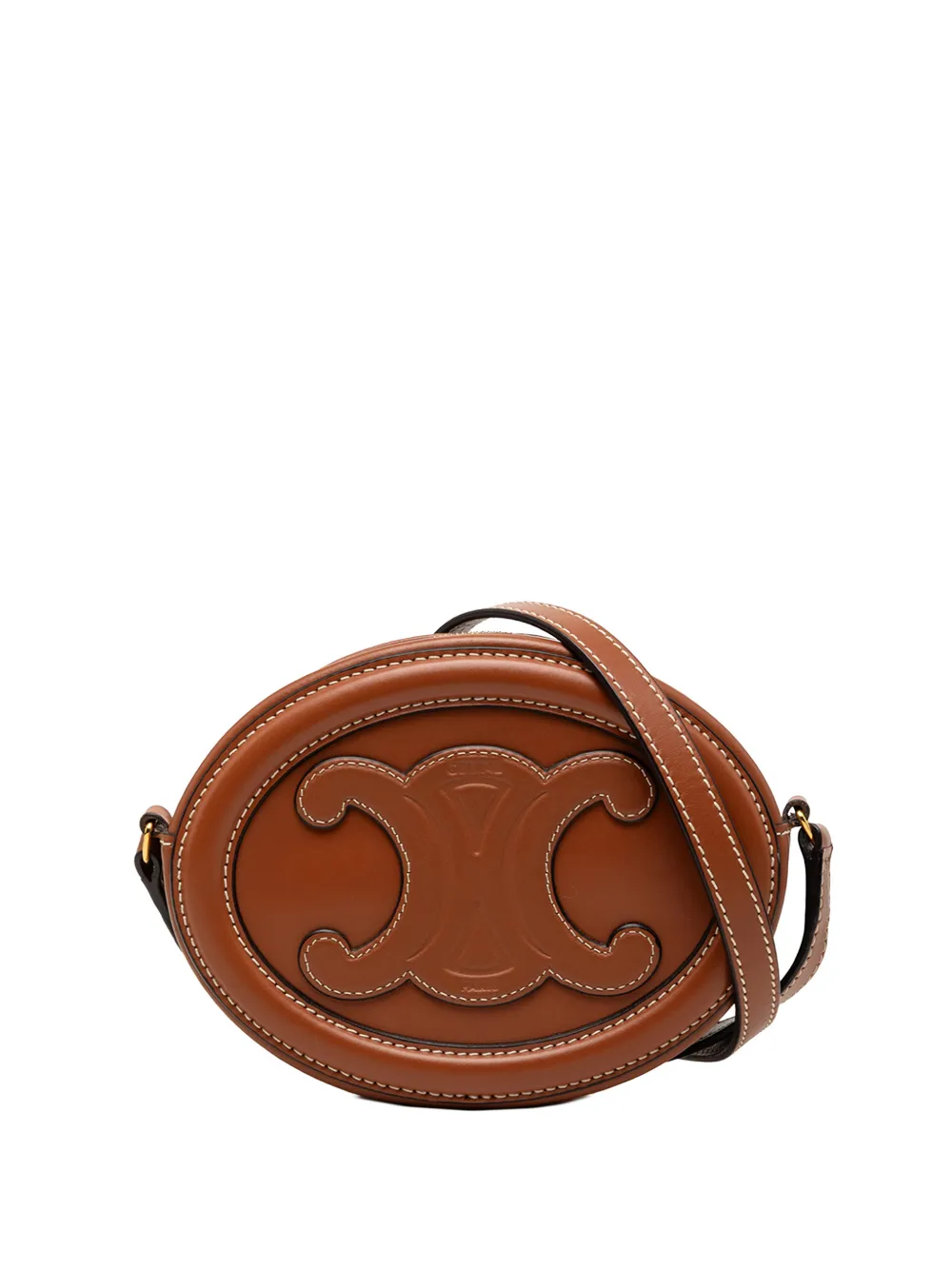 Celine Pre-Owned 2022 Small Calfskin Cuir Triomphe Oval crossbody bag - Brown