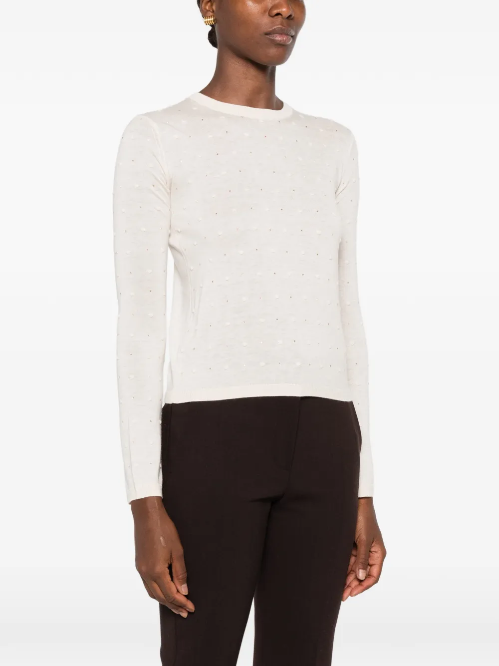 Max Mara Mstcelebre T-shirt verfraaid met kristallen en stippen Beige