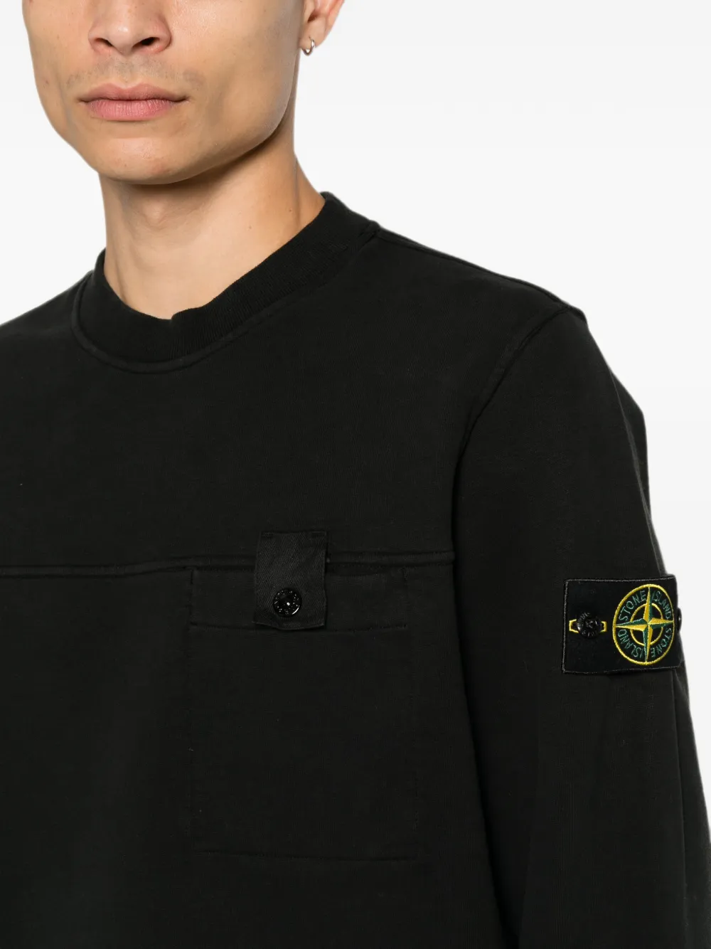 Stone Island Overhemd met logo-patch en borstzak Zwart