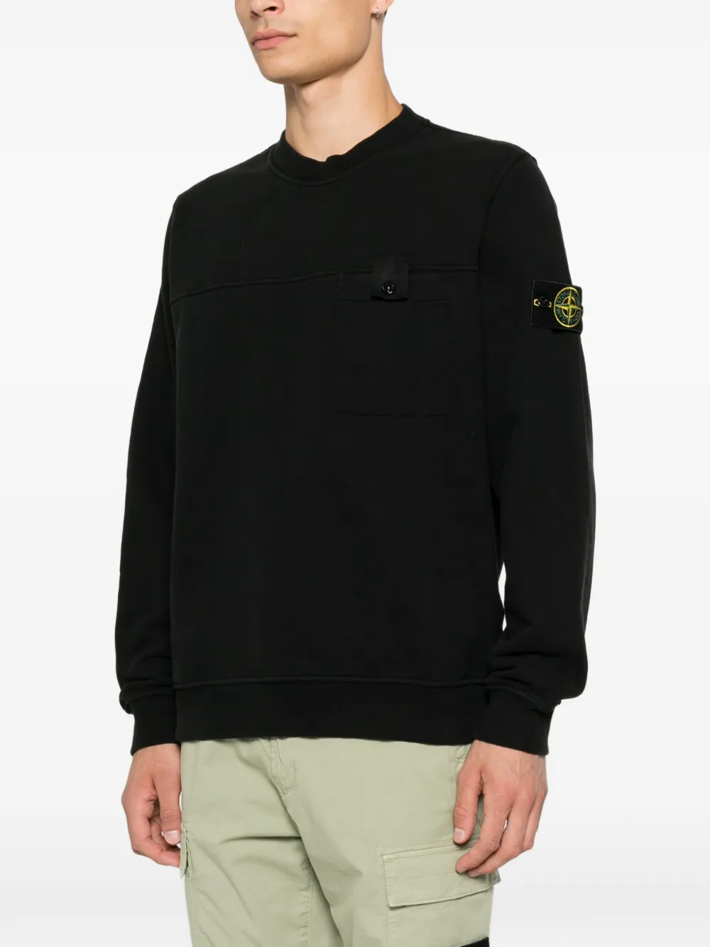Stone Island Overhemd met logo-patch en borstzak Zwart