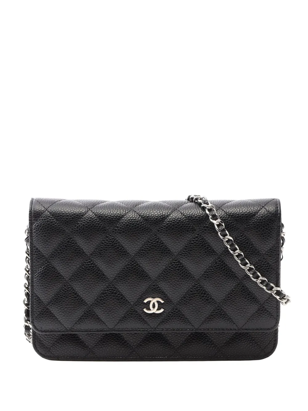 CHANEL Pre-Owned 2019 CC Quilted Caviar Wallet on Chain crossbody bag - Black