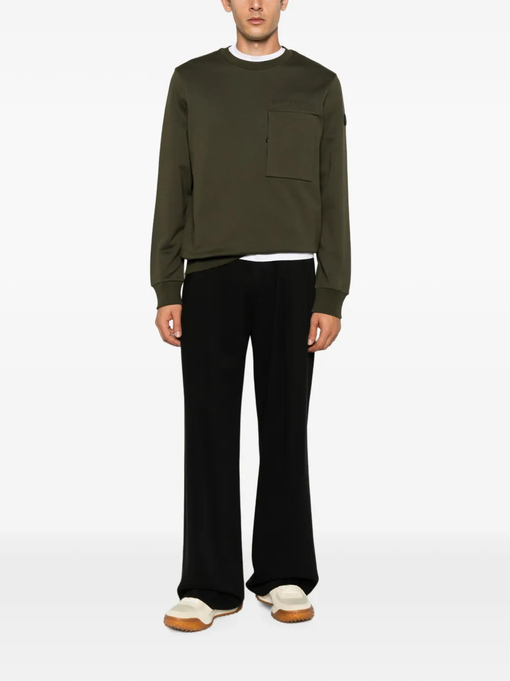 Moncler Sweater met logo-reliëf Groen