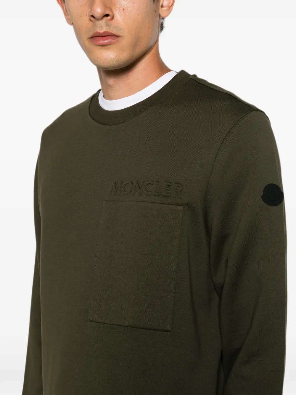 Moncler Sweater met logo-reliëf Groen