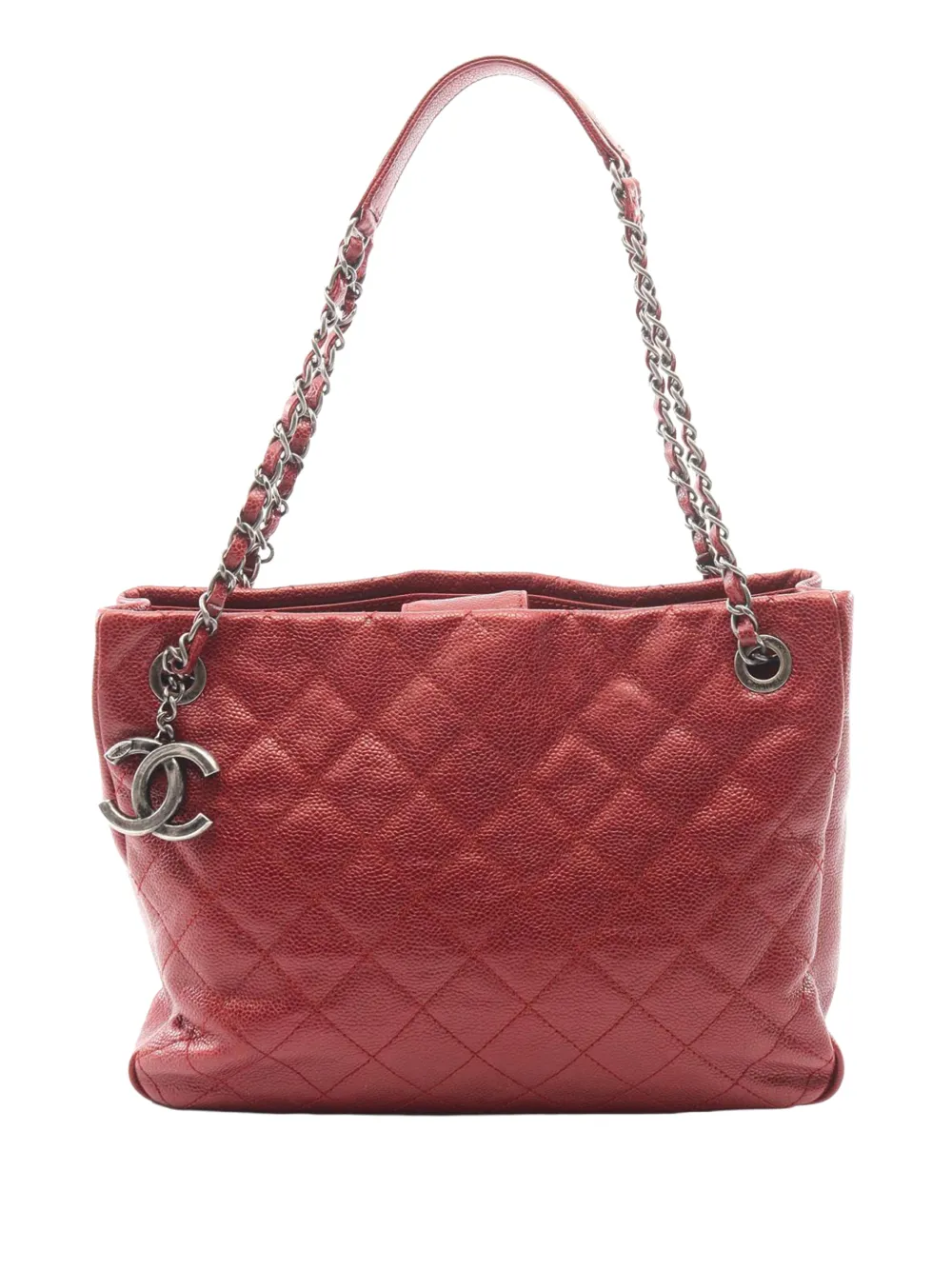 CHANEL Pre-Owned Borsa tote CC Crave in pelle Caviar lucida trapuntata 2012-2013 - Rosso