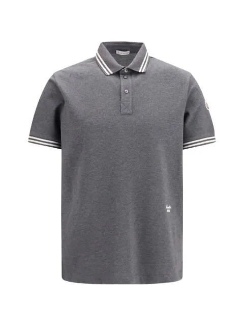 Moncler stripe-trim logo-patch polo shirt