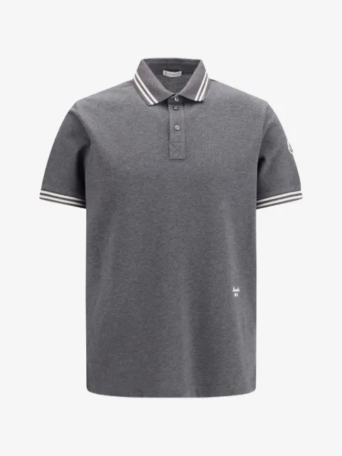 Moncler stripe-trim logo-patch polo shirt