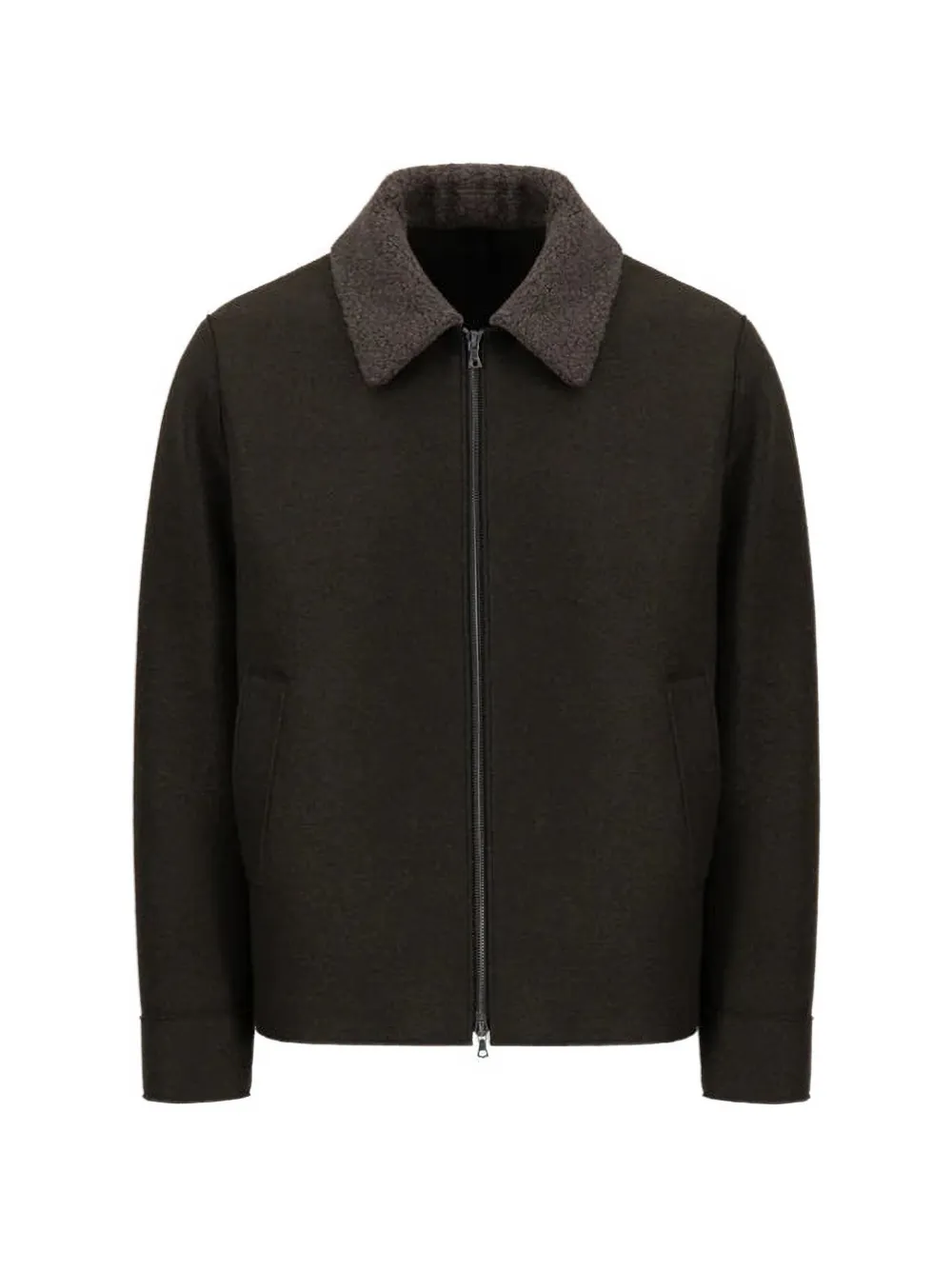 Harris Wharf London Golf bouclé-collar pressed-wool jacket - Marrone