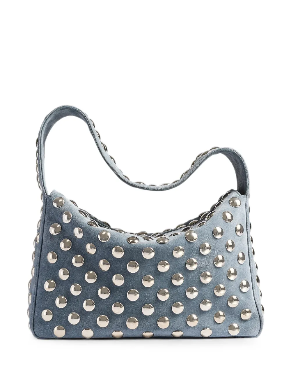 KHAITE Elena bag in lead suede with silver studs - Blu