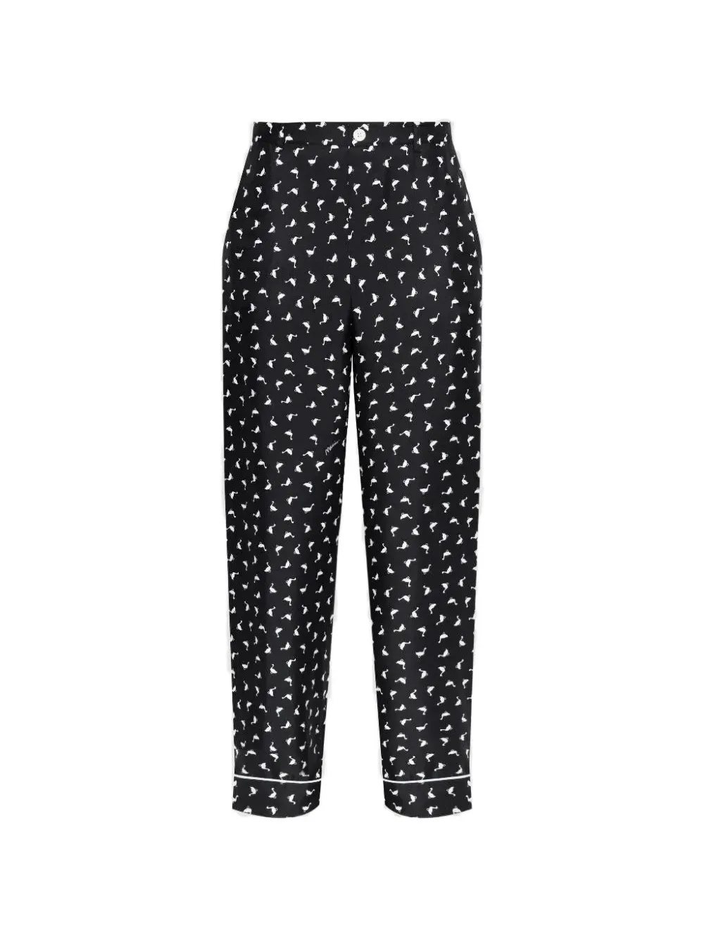 Moschino swan-print silk trousers - Nero