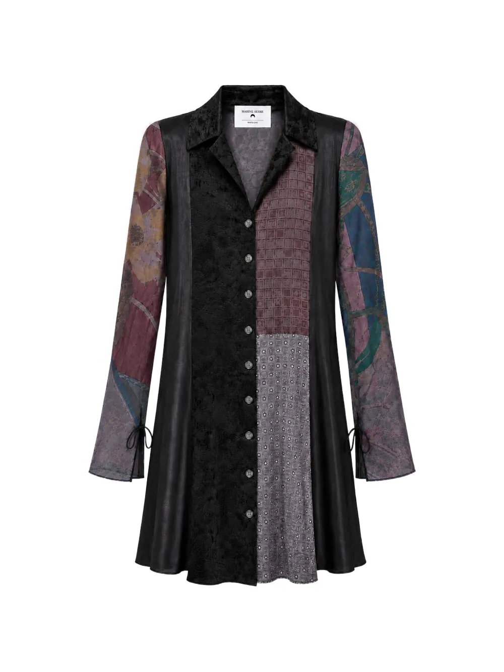 Marine Serre Arthropoda patchwork shirt mini dress - Black