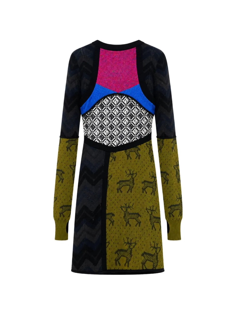 Marine Serre Gebreide mini-jurk met patchwork Zwart