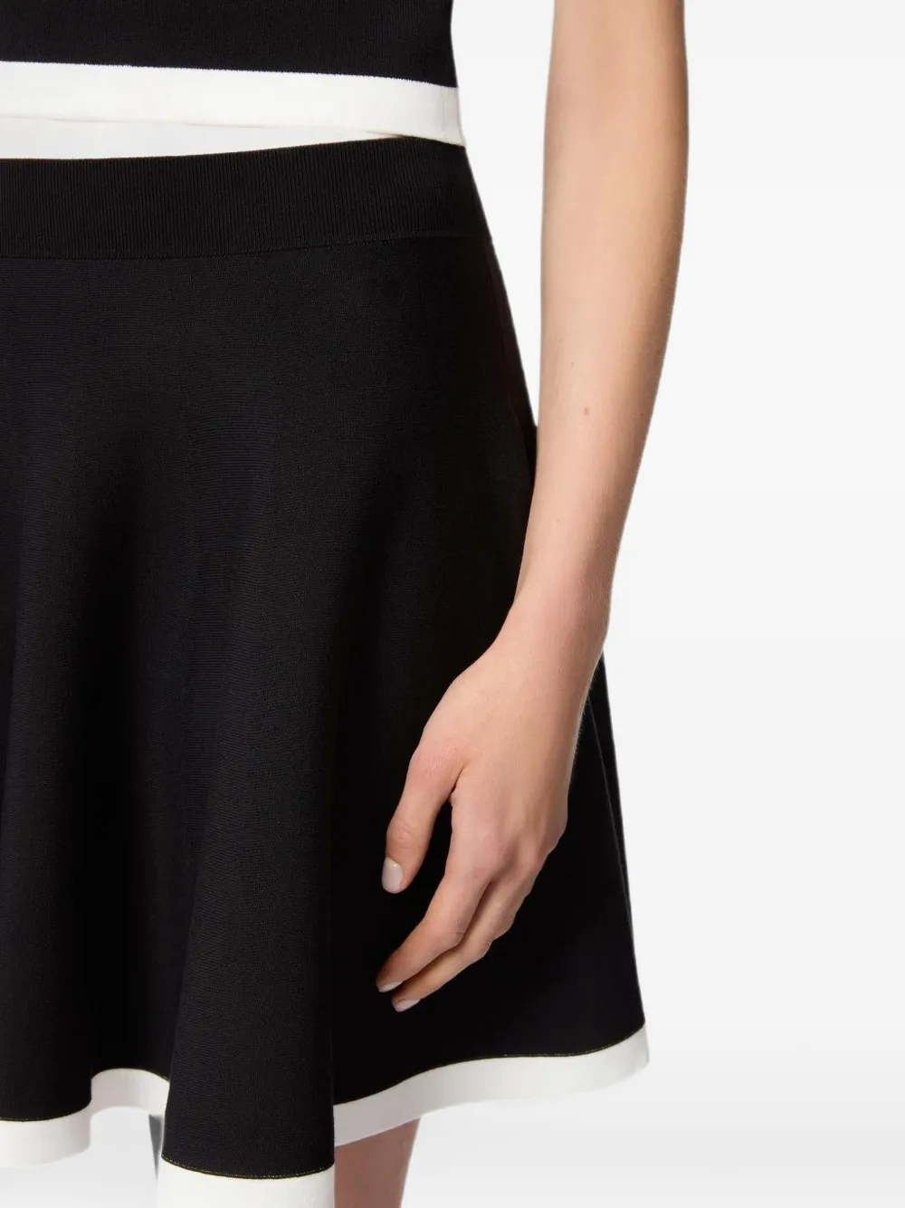 Nina Ricci Contrasted-knit Skater-cut Mini Skirt in Black, view 5
