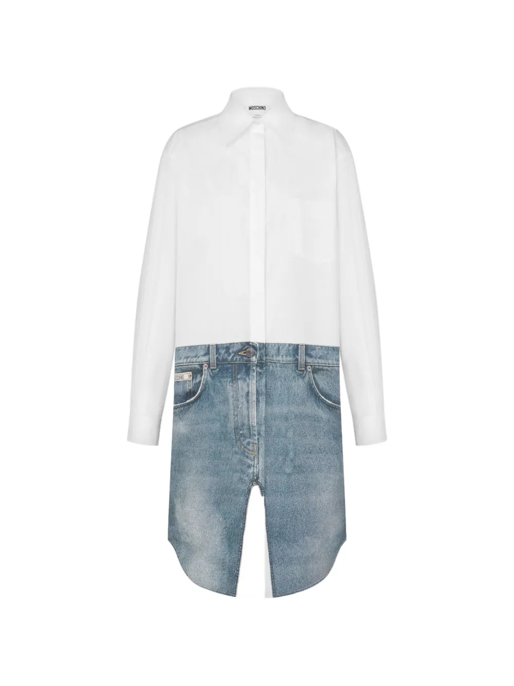 Moschino shirt-collar mini dress - Bianco