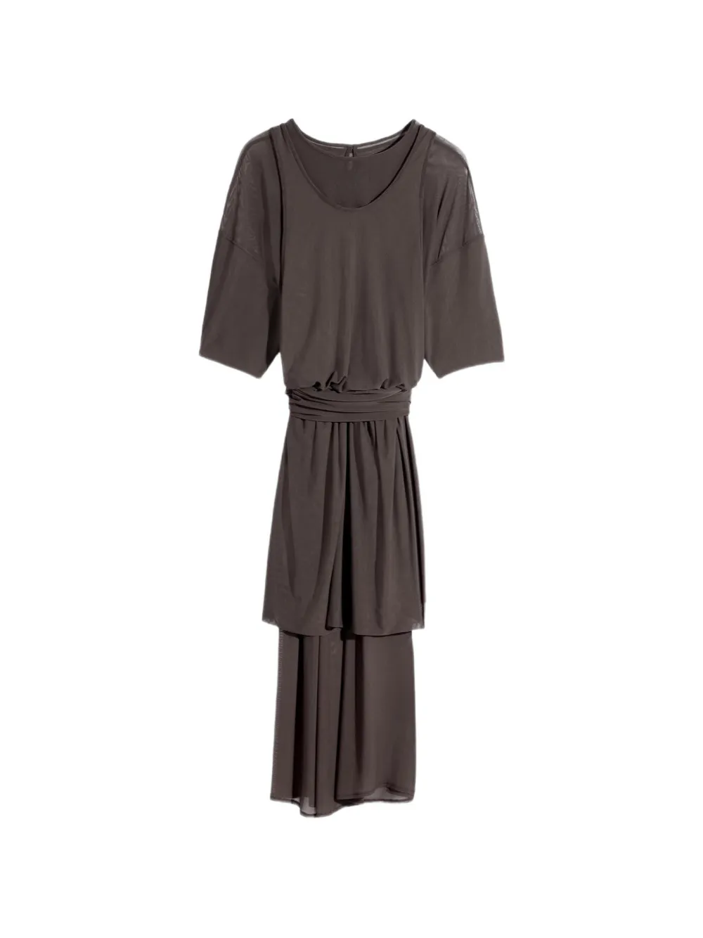 LEMAIRE mesh layered midi dress - Brown
