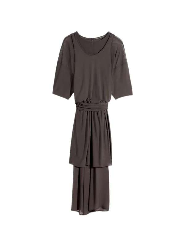 Lemaire Mesh Layered Midi Dress in Brown