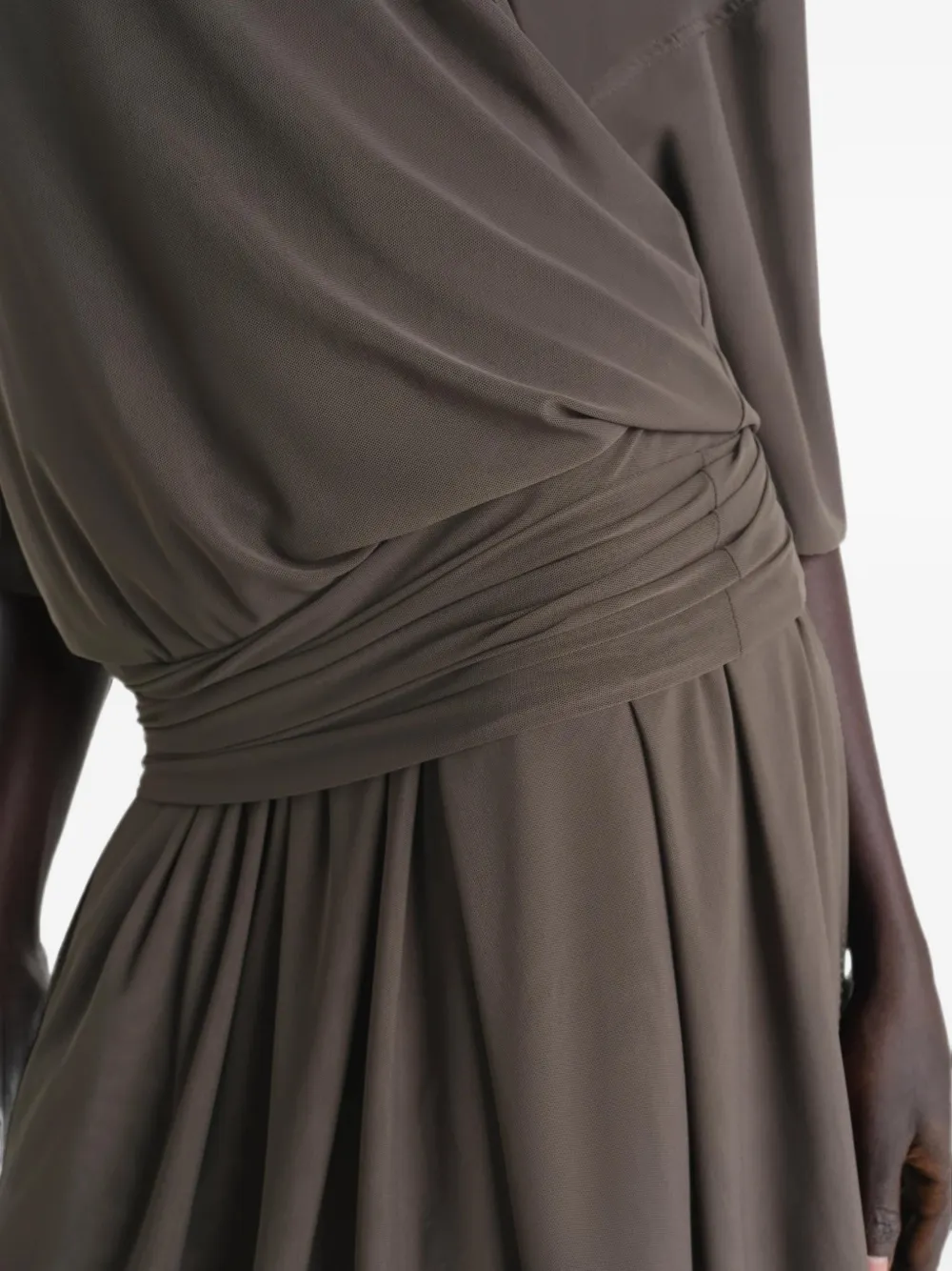 LEMAIRE Gelaagde midi-jurk met mesh Bruin