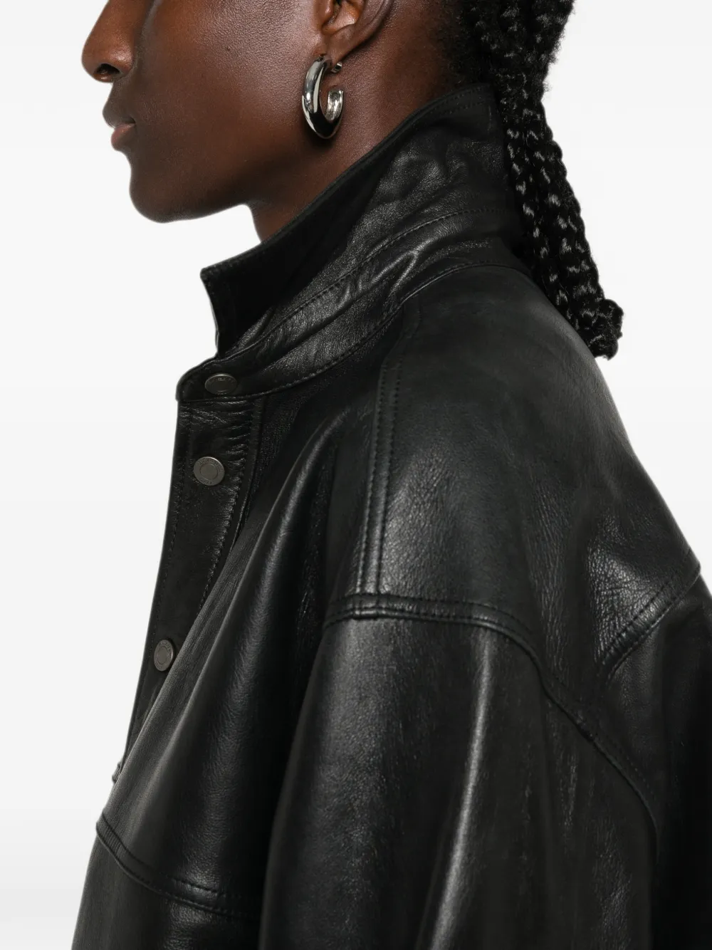 Haikure Leren oversized jack Zwart