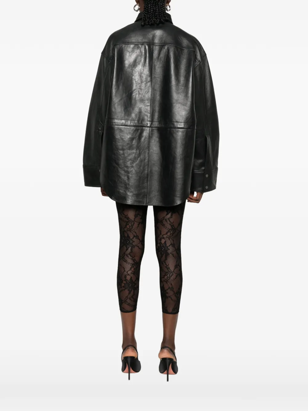Haikure Leren oversized jack Zwart