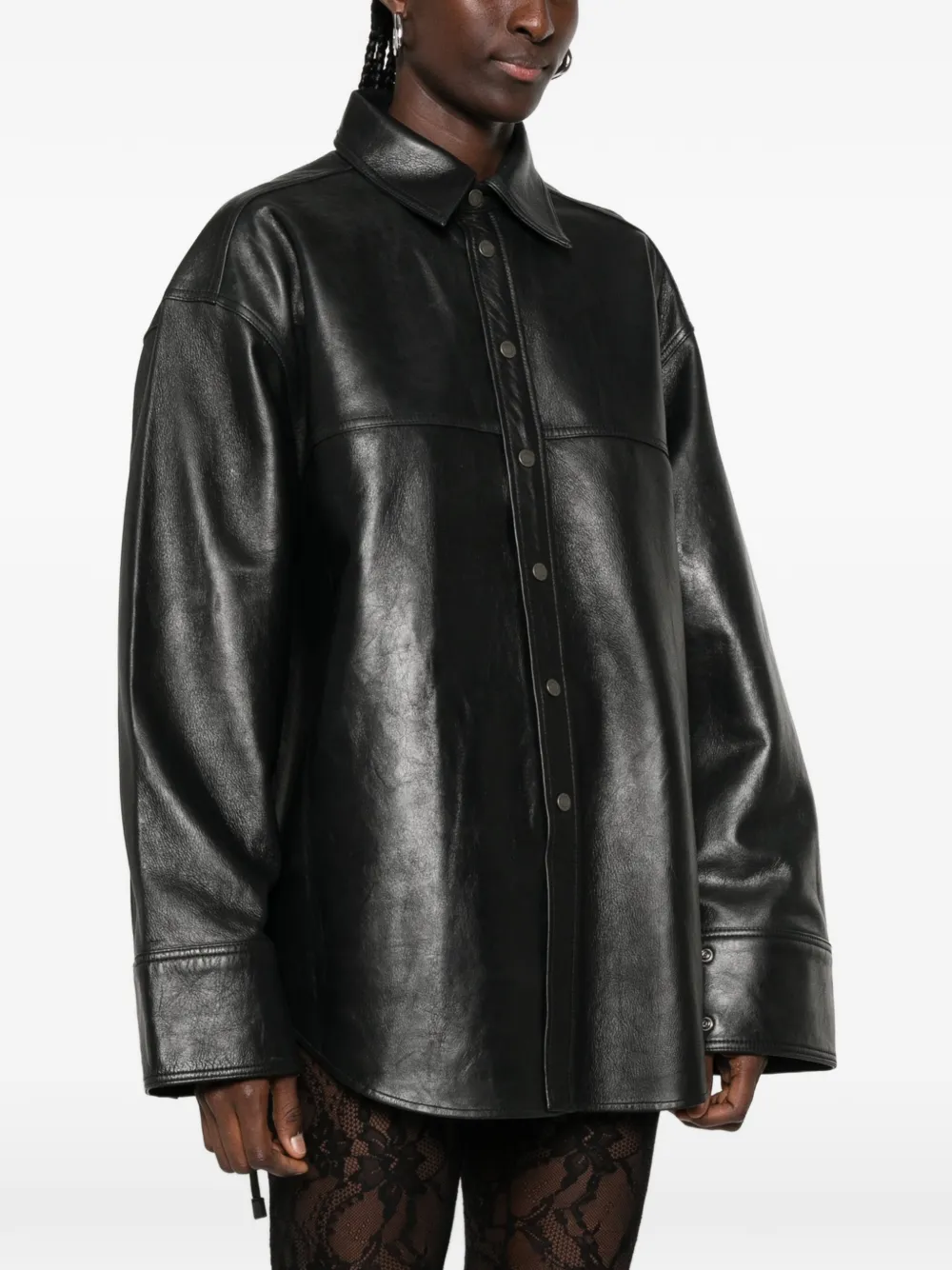 Haikure Leren oversized jack Zwart