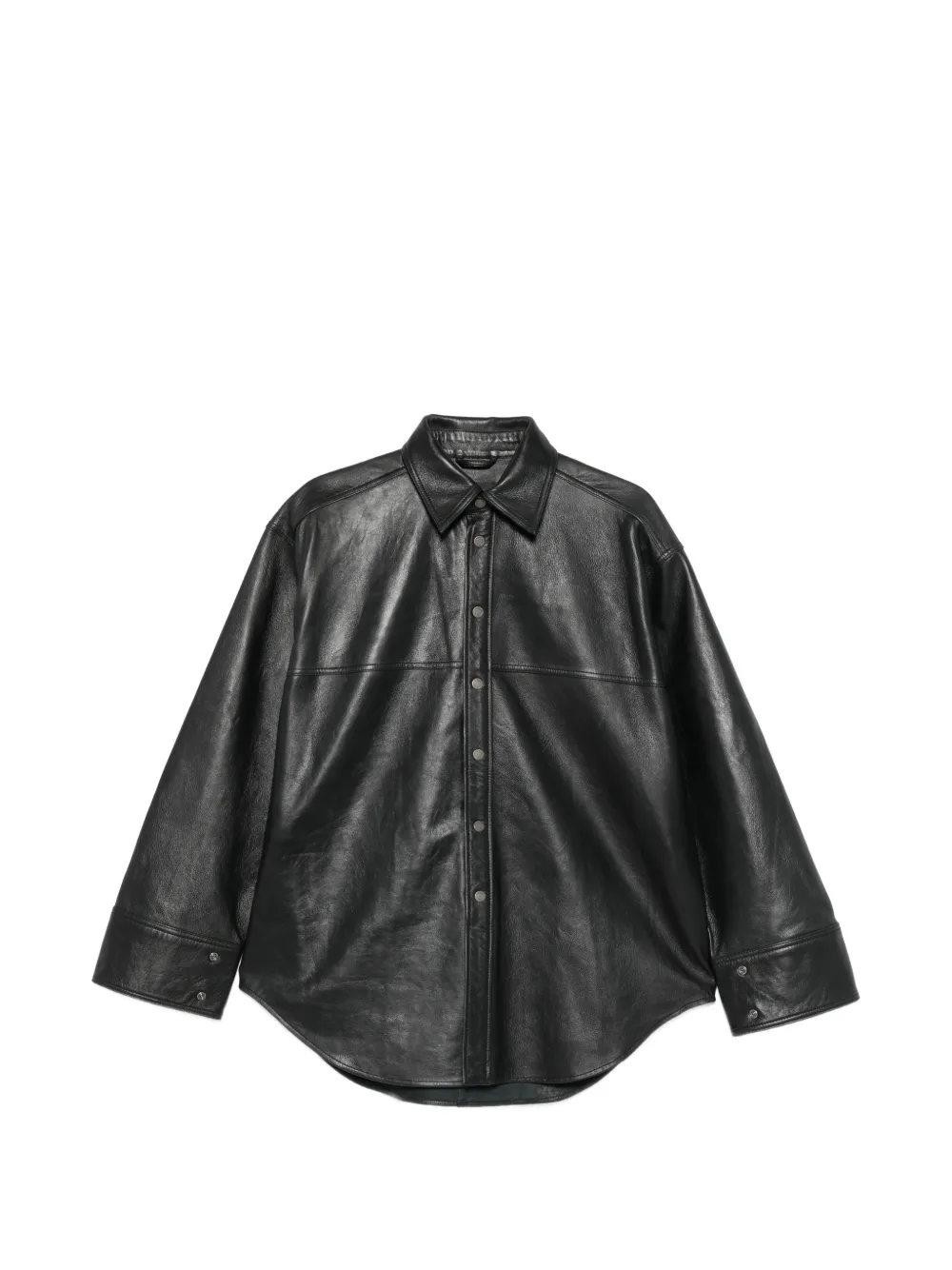 Haikure leather oversized jacket - Schwarz