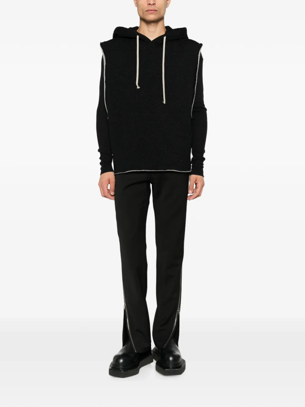 Rick Owens Mouwloze hoodie met trekkoord Zwart