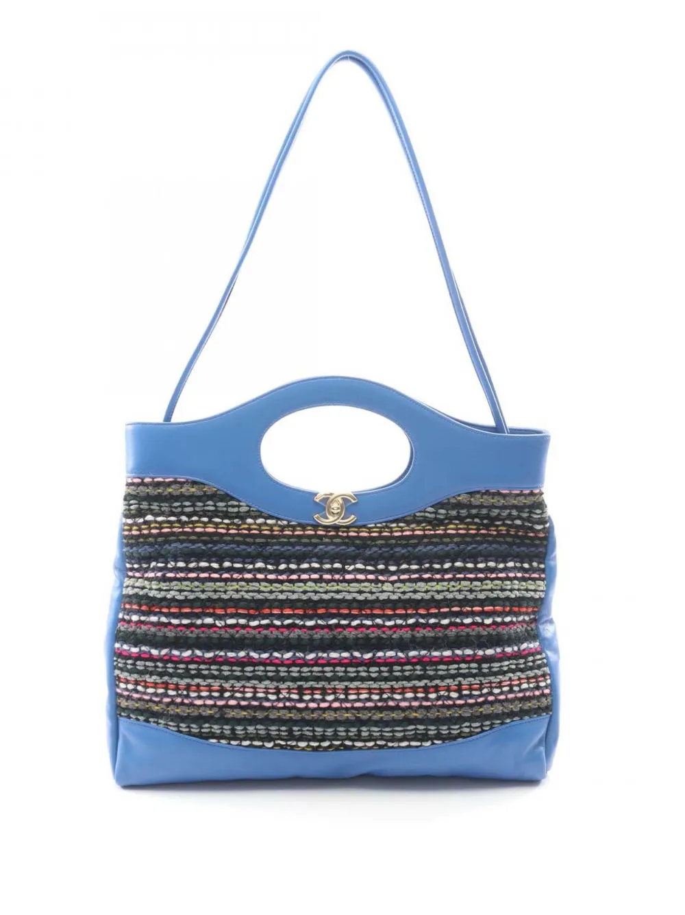 CHANEL Pre-Owned Borsa shopper 31 grande in tweed 2018-2019 - Blu