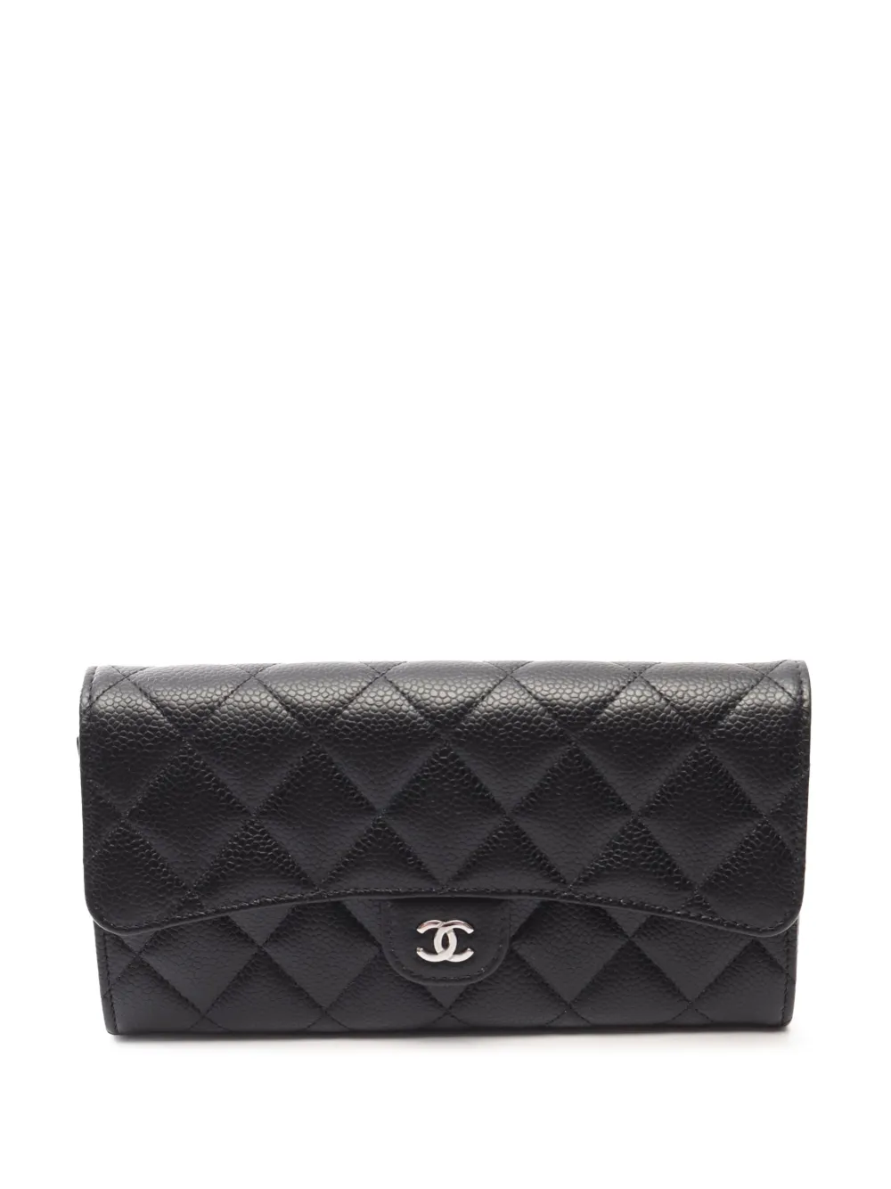 CHANEL Pre-Owned 2021-2026 längliches CC Portemonnaie aus Kaviarleder - Schwarz