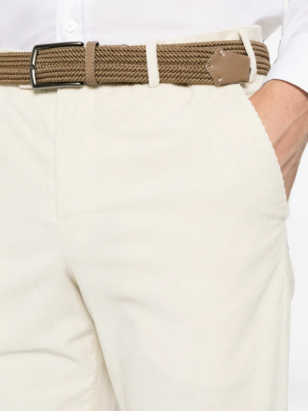 PT Torino Straight broek met ribfluwelen textuur Beige